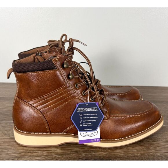 Steve Madden Doyers Boots Mens 11 Cognac Lace Up Side Zip  display picture 1